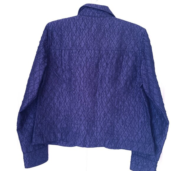 COLDWATER CREEK Eggplant Modified Jean Style Jacket Diamond Raised Pattern Sz 8 - Picture 2 of 6